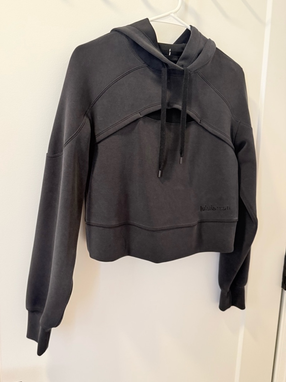 lululemon athletica Black Cropped Hoodie with Cutout Detail